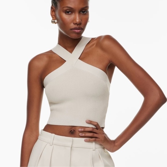 Babaton Sculpt Knit Cris Cross Cropped Tank Top - Picture 1 of 5
